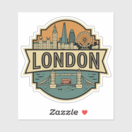 London Skyline UK Vintage Travel Badge シール