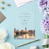 London Skyline Watercolor Destination Wedding アクリル招待状 (インサイチュ (ウェディング))