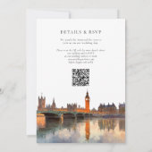 London Skyline Watercolor QR Code Wedding 招待状 (裏面)