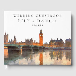 London Skyline Watercolor Wedding ゲストブック