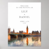 London Skyline Wedding Welcome Sign ポスター (正面)