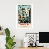 London St Pauls Cathedral Vintage Travel Poster ポスター (ホームオフィス)