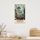 London St Pauls Cathedral Vintage Travel Poster ポスター (キッチン)