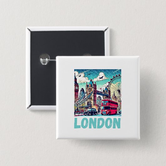 London-Sticker 缶バッジ (正面&裏面)