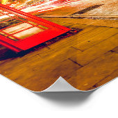 London Telephone Booth Bus City Street at Night ポスター (角)