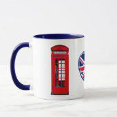 London Telephone Box Union Jack Heart British Mug マグカップ (左)