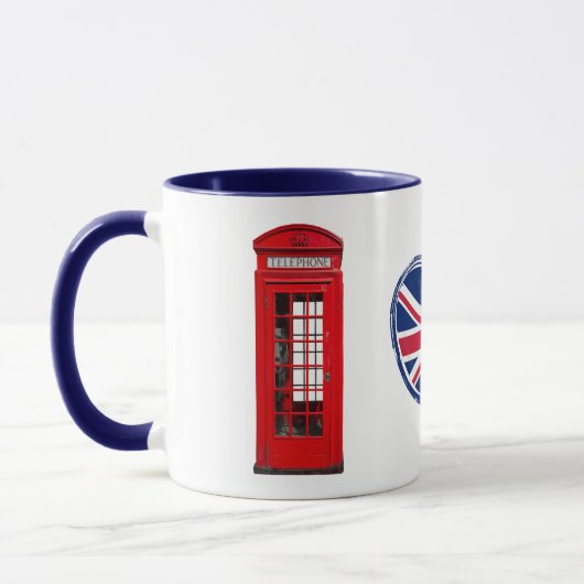 London Telephone Box Union Jack Heart British Mug マグカップ (左)