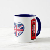 London Telephone Box Union Jack Heart British Mug マグカップ (正面右)