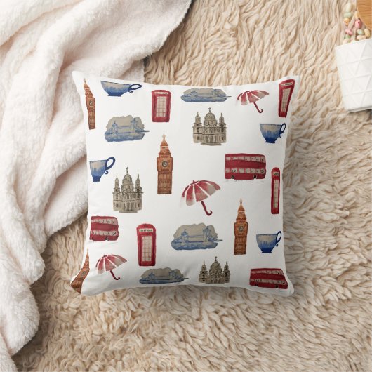 London Throw Pillow クッション (ブランケット)