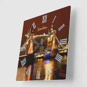 London, Tower Bridge at Night England / イギリス スクエア壁時計 (傾斜)