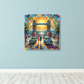 London Tower Bridge Iconic Scene Stretched Canvas キャンバスプリント (インサイチュ (ウッドフロア))
