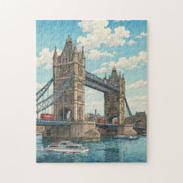 London Tower Bridge Japanese Woodblock Print ジグソーパズル