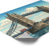 London Tower Bridge Japanese Woodblock Print ポスター (角)