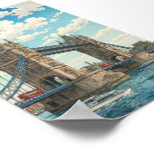 London Tower Bridge Japanese Woodblock Print ポスター (角)