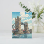 London Tower Bridge Japanese Woodblock Print ポストカード (スタンド正面)