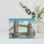 London Tower Bridge Japanese Woodblock Print ポストカード (スタンド正面)