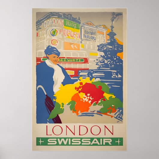 London Travel Poster England Art Print SWISS Touri ポスター (正面)