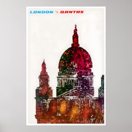 London Travel Poster England Art Qantas Print ポスター