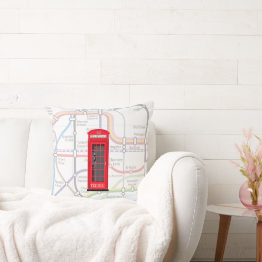London Tube Map Custom Name Red Phone Booth クッション (ソファ)