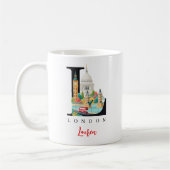 London UK Monogram Letter L Personalized Gift コーヒーマグカップ (左)