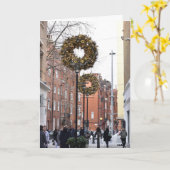 London UK Photography Christmas Shoppersリース カード (黄色い花)