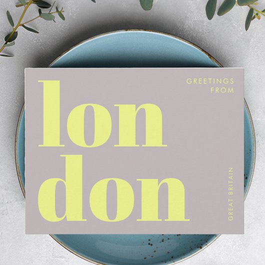 London UK yellow typography Postcard ポストカード