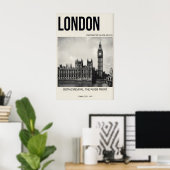 London Wall Art Print Black & White Westminster ポスター (ホームオフィス)