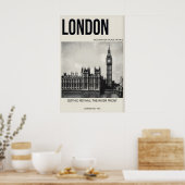 London Wall Art Print Black & White Westminster ポスター (キッチン)