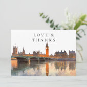 London Watercolor Wedding Photo サンキューカード (スタンド正面)