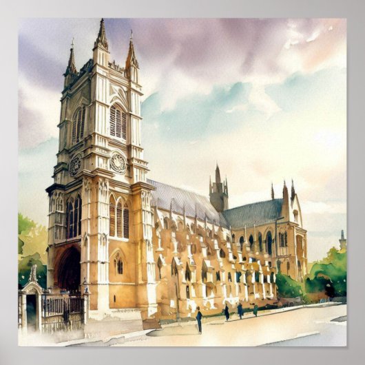 London-Westminster Abbey(B)、水の色 ポスター (正面)