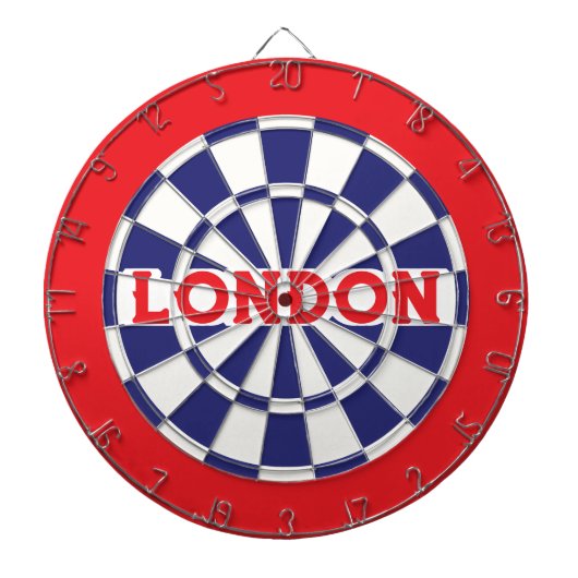 LONDON White, Navy Blue And Red (editable text) ダーツボード (正面)