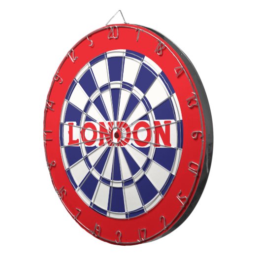 LONDON White, Navy Blue And Red (editable text) ダーツボード (正面右)