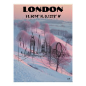 Londres: Arte de línea con coordenadas. ポスター (正面)