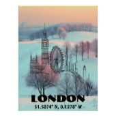 Londres: Skyline Arte de Linea Coordenadas y Foto  ポスター (正面)