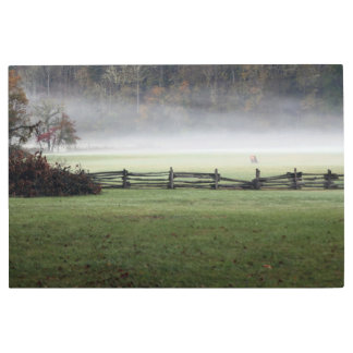 Lone Bull Elk in the morning Mist メタルプリント