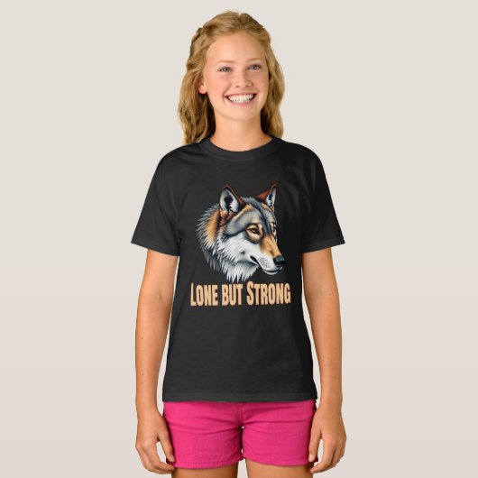 Lone But Strong Wolf Tシャツ (正面フル)