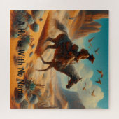 Lone Cowboy in Desert Canyon - Surreal Western Art ジグソーパズル (横)
