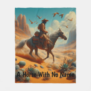 Lone Cowboy in Desert Canyon - Surreal Western Art フリースブランケット