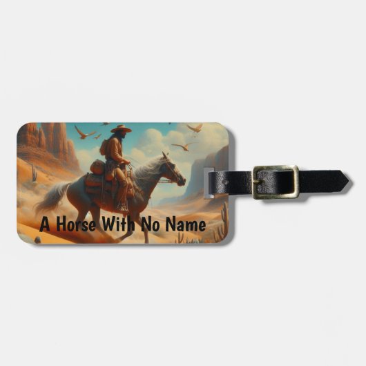 Lone Cowboy in Desert Canyon - Surreal Western Art ラゲッジタグ (正面横)