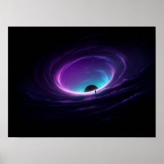 Lone Figure at Edge of Purple Cosmic Vortex ポスター