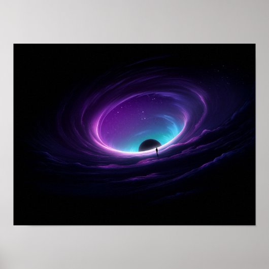 Lone Figure at Edge of Purple Cosmic Vortex ポスター (正面)