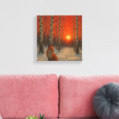 Lone Fox in winter  キャンバスプリント (インサイチュ (リビング))