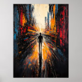 Lone Journey – 表現主義抽象芸術都市ビジョン ポスター (正面)