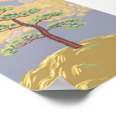 Lone Pine Tree on Foggy Hillside Art Poster  ポスター (角)