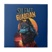 Lone Protector：サンセットシーンのブルーウルフ タイル (正面)