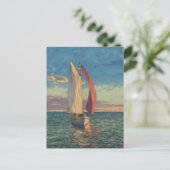 Lone Sailboat - Impressionism Style Seascape Art ポストカード (スタンド正面)