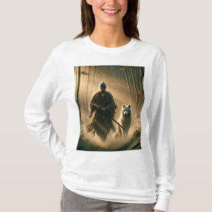 Lone Samurai & White Wolf ⚔️🐺 – エピックファンタジーT-Sh Tシャツ