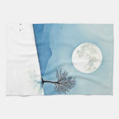 Lone Tree: Serene Full Moon Silence Art キッチンタオル (横)