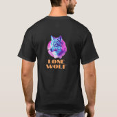 Lone WolfまたはYour message, Dynamic Wolf Art Tシャツ (裏面)