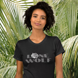 "Lone Wolf"またはあなたのメッセージ、大きな灰色の文字 Tシャツ